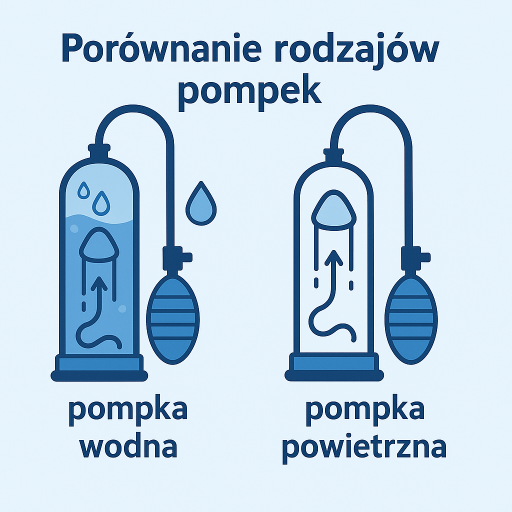 Porównanie pompki wodnej i powietrznej – ilustracja